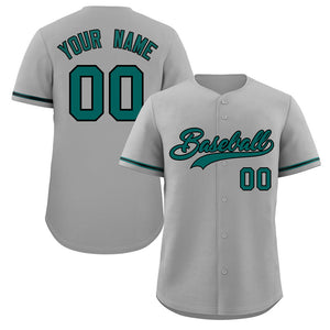 Maillot de baseball authentique de style classique gris Aqua-noir personnalisé