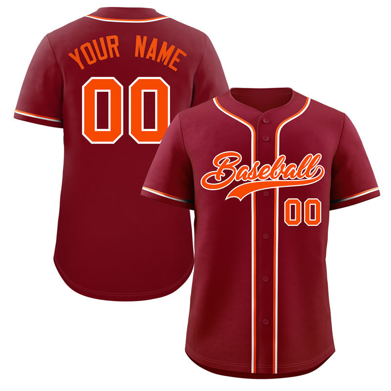 Maillot de baseball authentique de style classique orange-blanc personnalisé