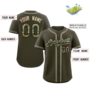 Custom Olive Black Classic Style Authentic Baseball Jersey