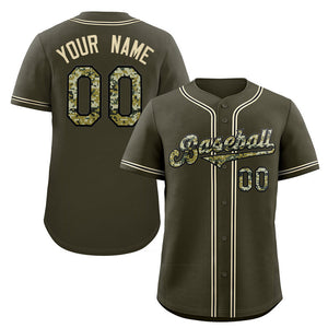 Custom Olive Black Classic Style Authentic Baseball Jersey