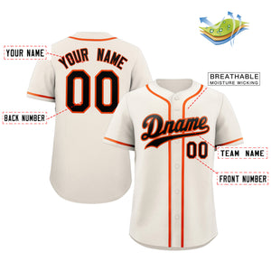 Custom Cream Black-Orange Classic Style Authentic Baseball Jersey