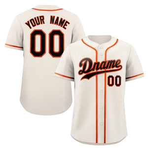 Custom Cream Black-Orange Classic Style Authentic Baseball Jersey