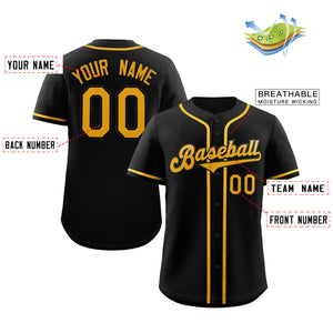 Custom Black Yellow Classic Style Authentic Baseball Jersey