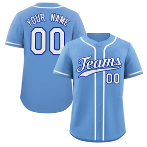 Custom Powder Blue White-Navy Classic Style Authentic Baseball Jersey