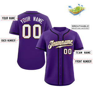 Custom Purple White-Black Classic Style Authentic Baseball Jersey