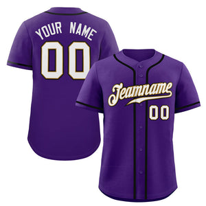 Custom Purple White-Black Classic Style Authentic Baseball Jersey