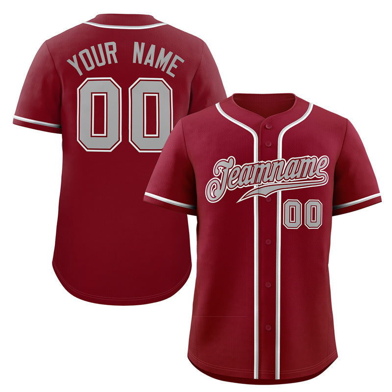 Custom Crimson Gray-White Classic Style Authentic Baseball Jersey