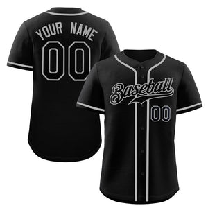 Custom Black Gray Classic Style Authentic Baseball Jersey