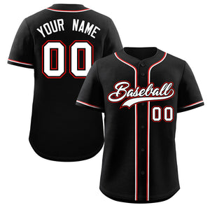 Custom Black White-Red Classic Style Authentic Baseball Jersey