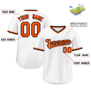 Custom White Orange Classic Style Outdoor Authentic Pullover Baseball Jersey