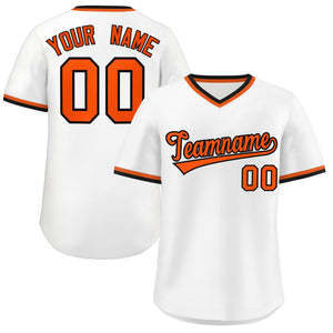 Custom White Orange Classic Style Outdoor Authentic Pullover Baseball Jersey