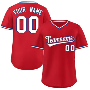 Maillot de baseball authentique, personnalisé, rouge et blanc, style classique, pour l'extérieur, pull-over authentique