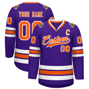 Maillot de hockey de style classique violet orange-blanc personnalisé