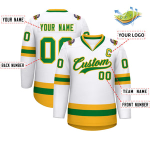 Maillot de hockey de style classique Kelly vert-or blanc personnalisé