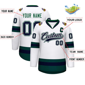 Maillot de hockey de style classique blanc-vert personnalisé blanc marine