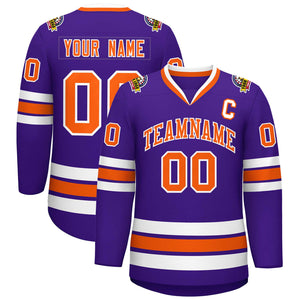 Custom Purple Orange-White Classic Style Hockey Jersey