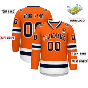 Maillot de hockey de style classique orange marine orange-blanc personnalisé