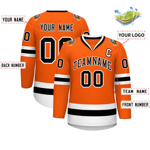 Maillot de hockey de style classique orange noir-blanc personnalisé