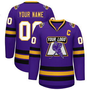 Maillot de hockey de style classique personnalisé violet or violet-blanc