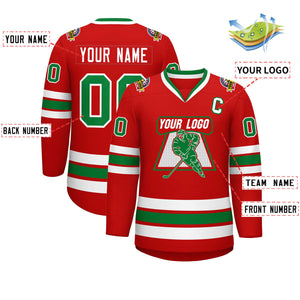 Maillot de hockey de style classique rouge Kelly vert-blanc personnalisé