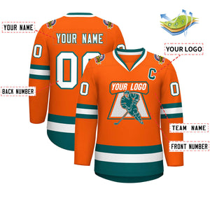 Maillot de hockey de style classique orange blanc-aqua personnalisé