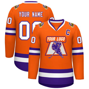 Maillot de hockey de style classique orange blanc-violet personnalisé