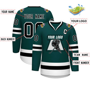 Maillot de hockey personnalisé de style classique, vert minuit, noir et blanc