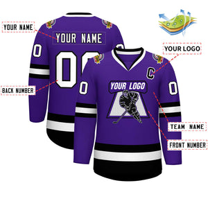 Custom Purple White-Black Classic Style Hockey Jersey