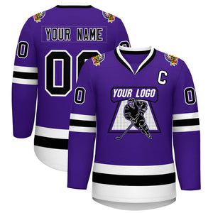 Maillot de hockey de style classique violet noir-blanc personnalisé