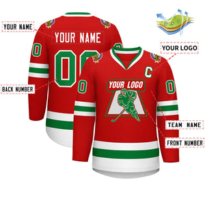 Maillot de hockey de style classique rouge Kelly vert-blanc personnalisé