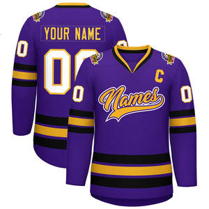 Maillot de hockey de style classique personnalisé violet or violet-blanc