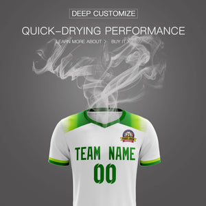 Custom White Green Casual Sport Soccer Sets Jersey