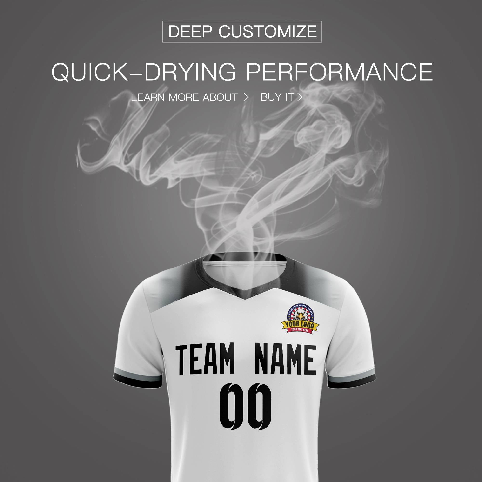 Custom White Black Casual Sport Soccer Sets Jersey