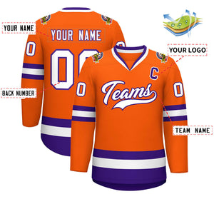 Maillot de hockey de style classique orange blanc-violet personnalisé