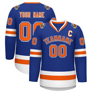 Maillot de hockey personnalisé de style classique Royal Orange Royal-White