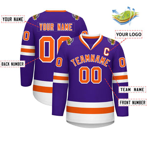 Custom Purple Orange-White Classic Style Hockey Jersey