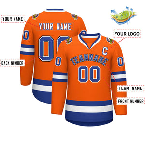 Maillot de hockey de style classique Orange Royal blanc-noir personnalisé