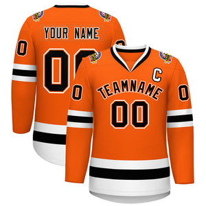 Maillot de hockey de style classique orange noir orange-blanc personnalisé