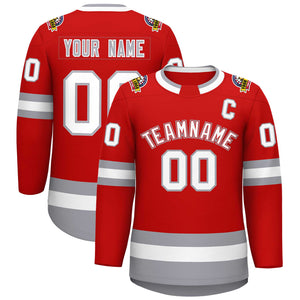 Maillot de hockey de style classique rouge blanc rouge-gris personnalisé