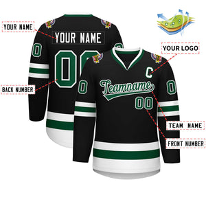 Maillot de hockey de style classique noir vert-blanc personnalisé