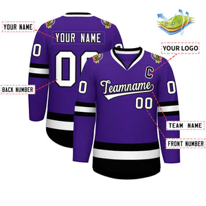 Maillot de hockey de style classique violet blanc-noir personnalisé