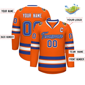 Maillot de hockey de style classique Orange Royal blanc-noir personnalisé