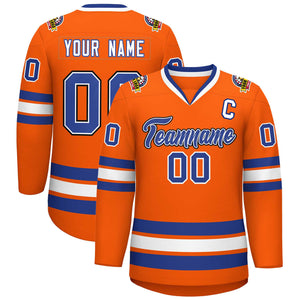 Maillot de hockey de style classique Orange Royal blanc-noir personnalisé