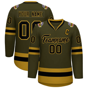 Maillot de hockey personnalisé de style classique Olive Black-Old Gold