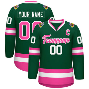 Maillot de hockey de style classique vert rose-blanc personnalisé