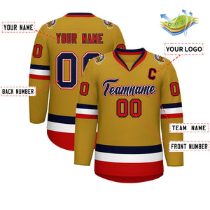 Maillot de hockey personnalisé de style classique blanc-rouge Old Gold Navy