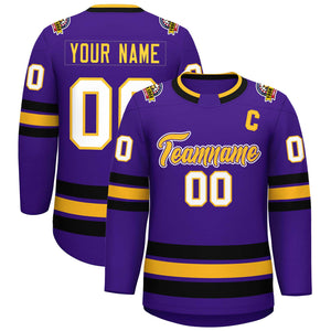 Maillot de hockey de style classique personnalisé violet or violet-blanc