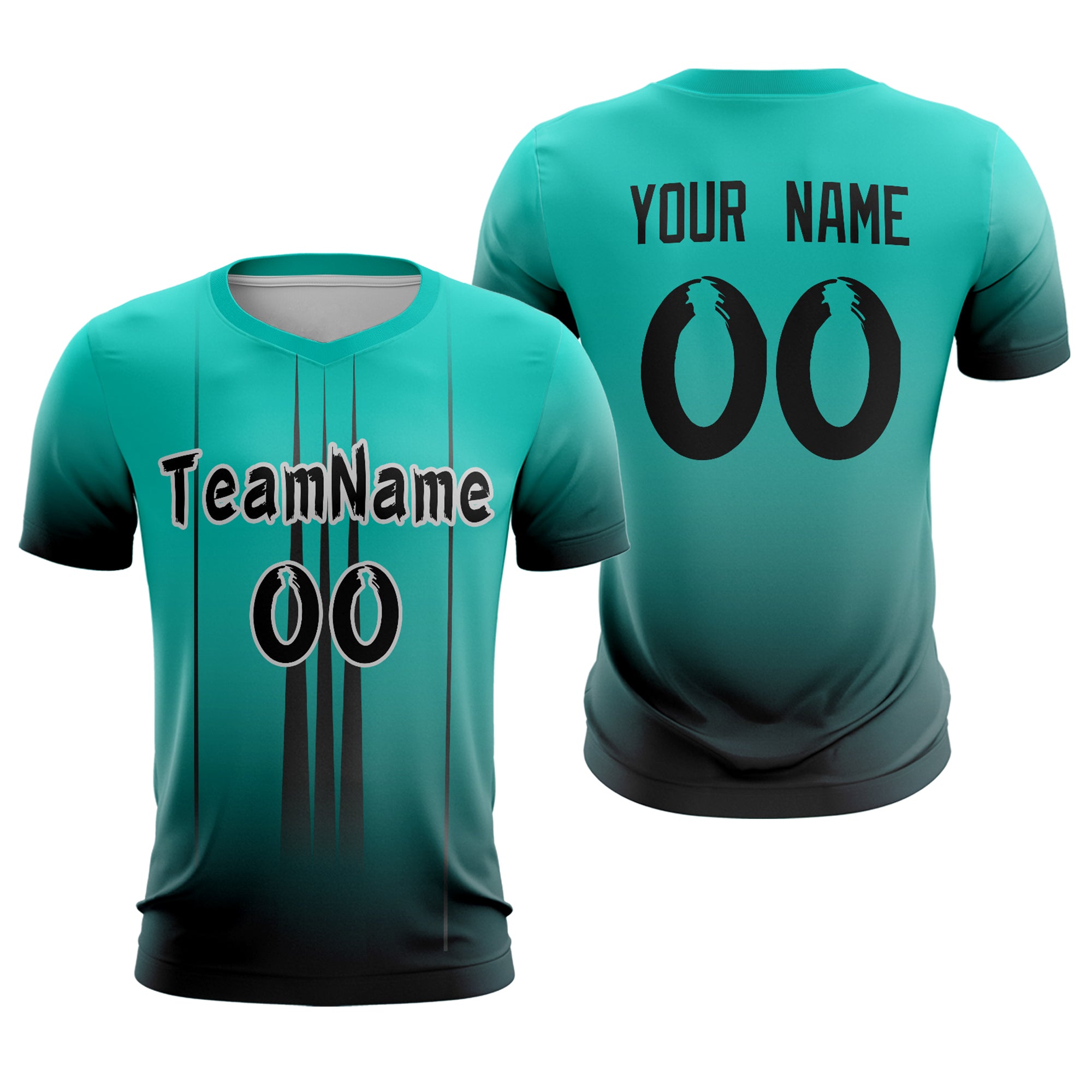 Custom Teal Black Sport Soccer Tops Jersey