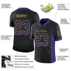 Custom Black Purple-Old Gold Drift Fashion Mesh Authentic Football Jersey