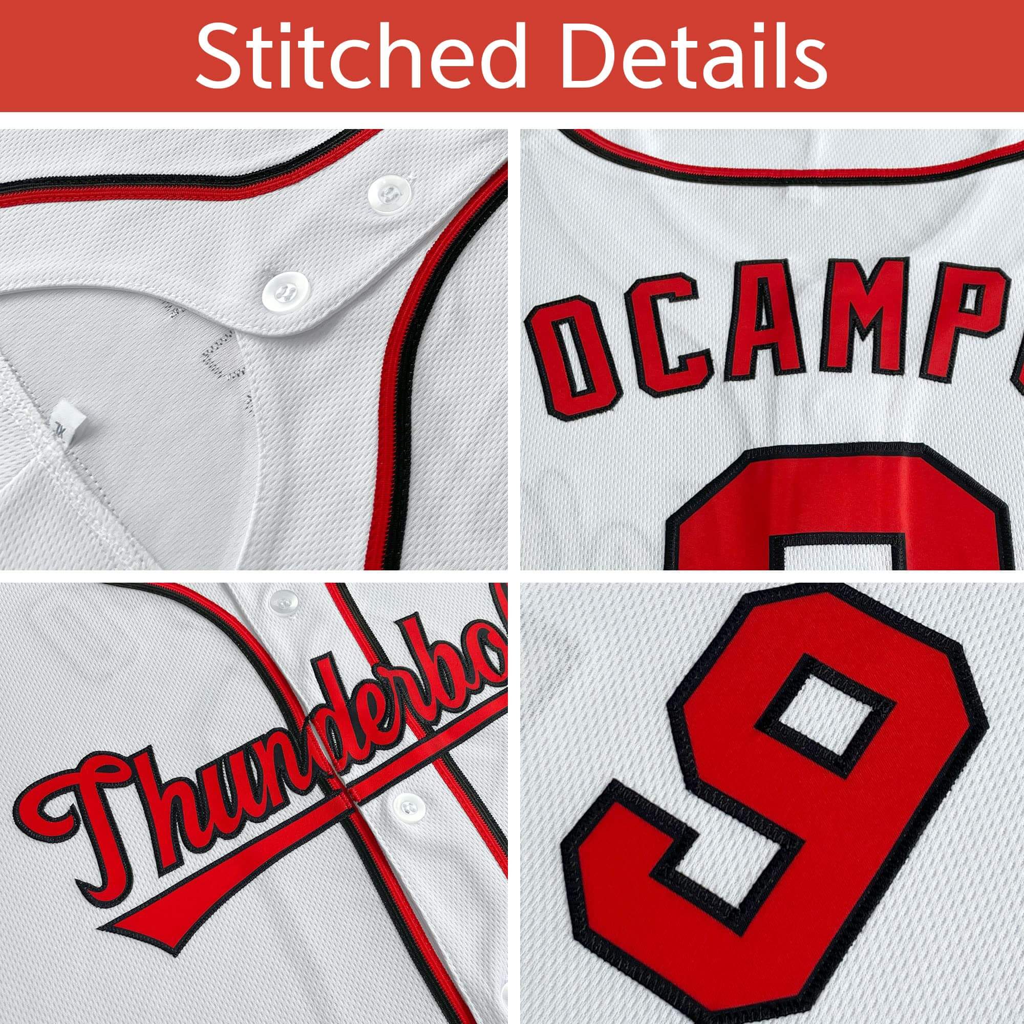 Custom Black Red-White Stripe Fashion Design Full Button Authentic Baseball Jersey